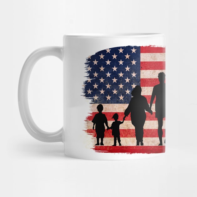 American flag with family by Don’t Care Co